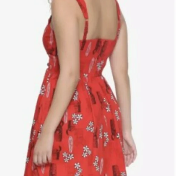 Disney Lilo And Stitch Red Mini Dress Tropical Hawaiian Keyhole Peakaboo Bodice - Picture 2 of 8